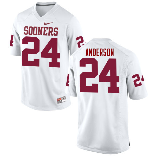 Men Oklahoma Sooners #24 Rodney Anderson College Football Jerseys Game-White - Click Image to Close